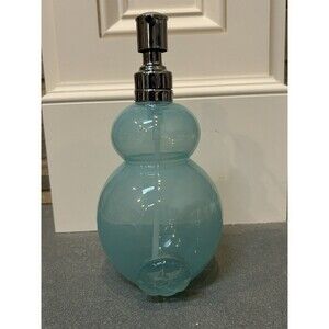 At Home Blue Bunny Glass Soap Dispenser with Polished Metal Pump